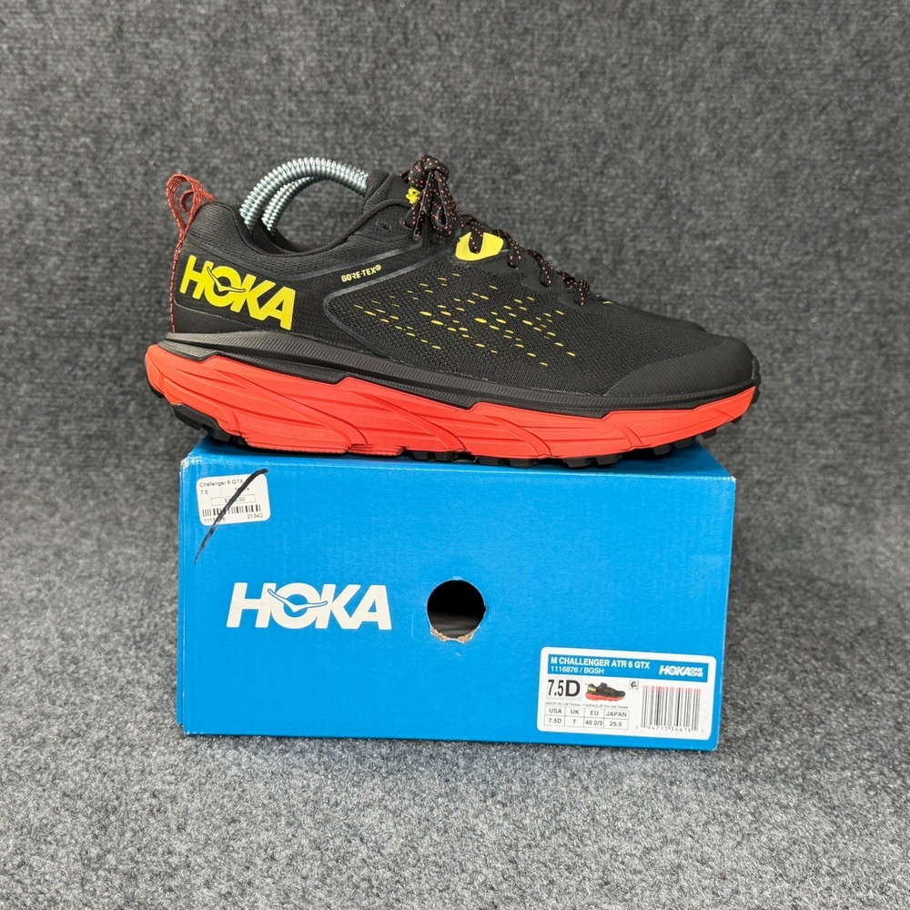 Hoka Challenger ATR 6 GTX Trail Running Shoe Mens 7.5 Black Athletic Run Sneaker